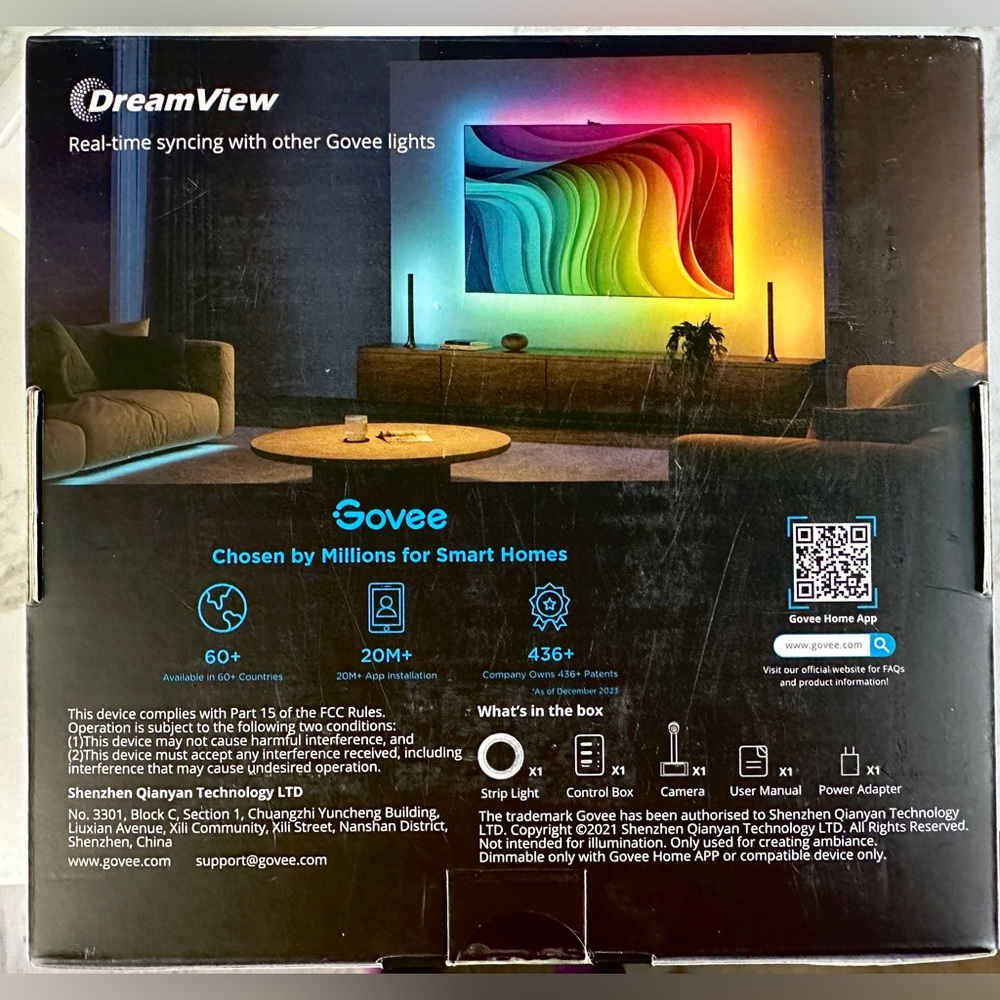 Govee Smart TV Backlight 3S, H6098, Color Sync 1080p Smart Camera, 55"-65" TVs - Picture 5 of 8